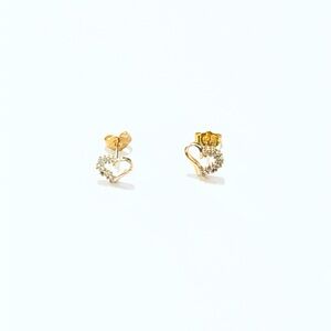 Sterling Silver Cubic Zirconia Heart Stud Earrings